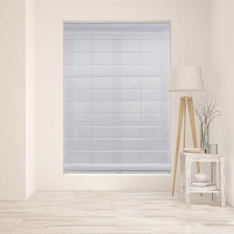 Semi Sheer Roman Shade, 31.5"W x 60"L, Gray