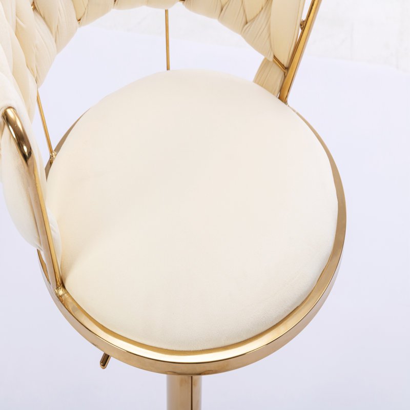 Swivel Upholstered Adjustable Height Counter Stool, Beige