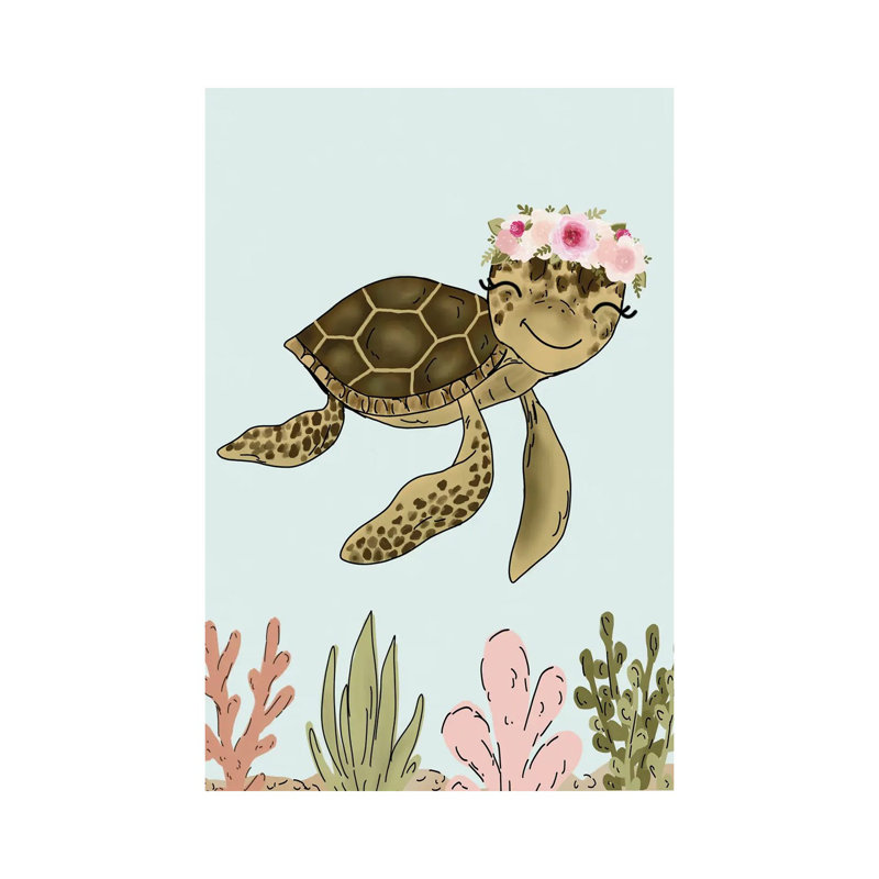 Floral Crown Sea Turtle by Katie Bryant - Wrapped Canvas Gallery-Wrapped Canvas Giclée, 20.32 cm H x 30.48 cm W