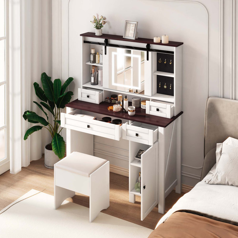 Meuble-lavabo avec miroir et lumières Farmhouse