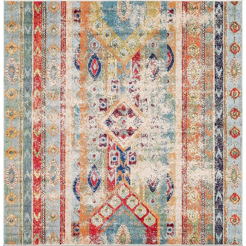Tapis Newburyport Southwestern, Carré 6 pi 1 po, Bleu