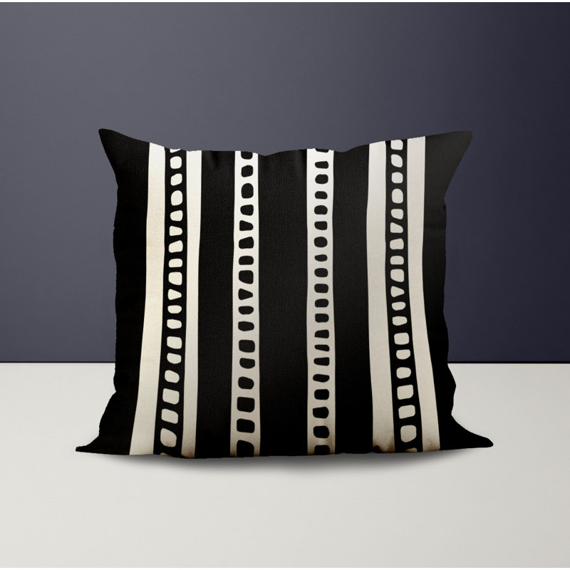 Jeté carré intérieur / extérieur en polyester Ikom, L 15 po x H 15 po, Noir