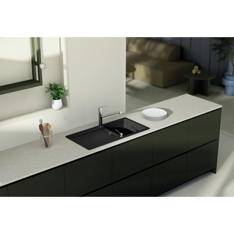 Schock Single Bowl Inset Kitchen Sink, Nero