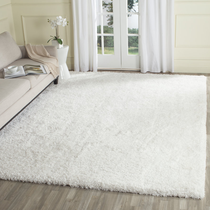 Tapis ivoire en coton à poils longs Franklynn, Rectangle 5 pi x 8 pi