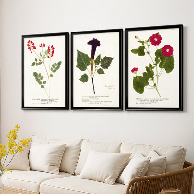 Nature imprimé Botanicals III - Toile tendue avec châssis sur mesure - 3 pièces