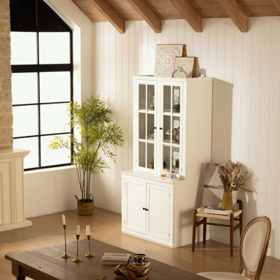 Accent cabinet with double glass doors and shelves