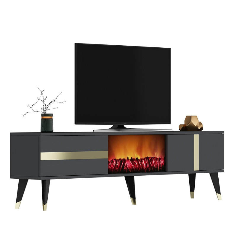 Keikei Unfinished TV Stand, Gold/Black