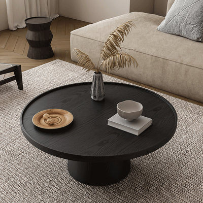 Modern minimalist solid wood round coffee table