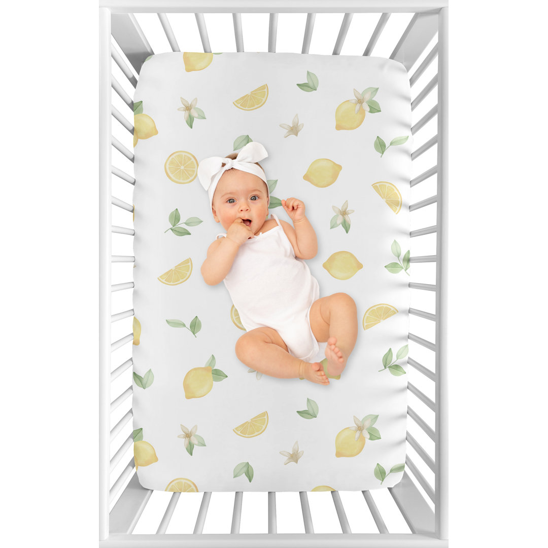 Lemon Floral Mini Fitted Crib Sheet Sweet Jojo Designs