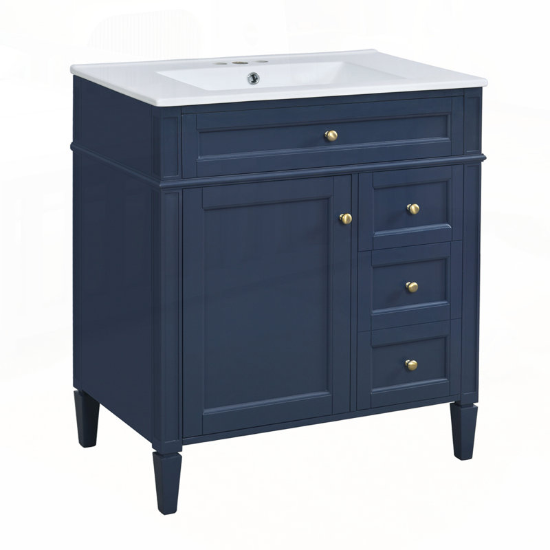 Meuble-lavabo moderne avec rangement abondant et design élégant, Bleu
