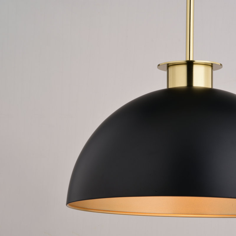 Luminaire suspendu en forme de dôme à 1 lumière Devon, Noir mat