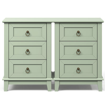 Modern 3-Drawer Wooden Nightstand Set Of 2, Tall & Narrow by Latitude Run