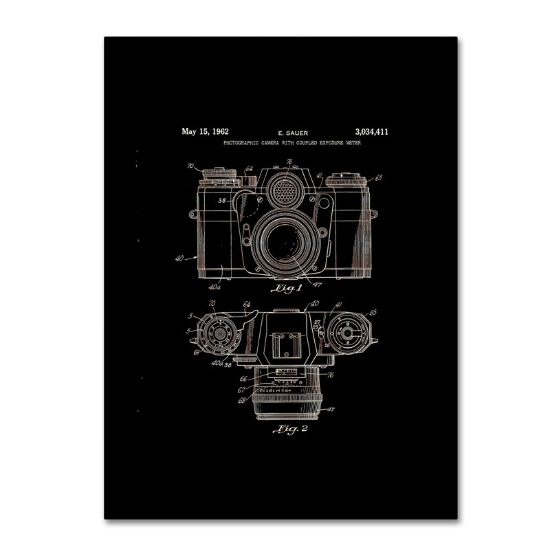 Black Photographic Camera Patent 1962 Canvas Art