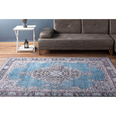 Luxurious Machine Washable Area Rug, 4.9 x 7.5 Feet, 100% Polyester, 1850 g/m², Pile Height: 0.2 inches | Eco-Friendly Recycled Poly Cotton Backing | Perfect for Living Room & Bedroom, Soft and Durable Design