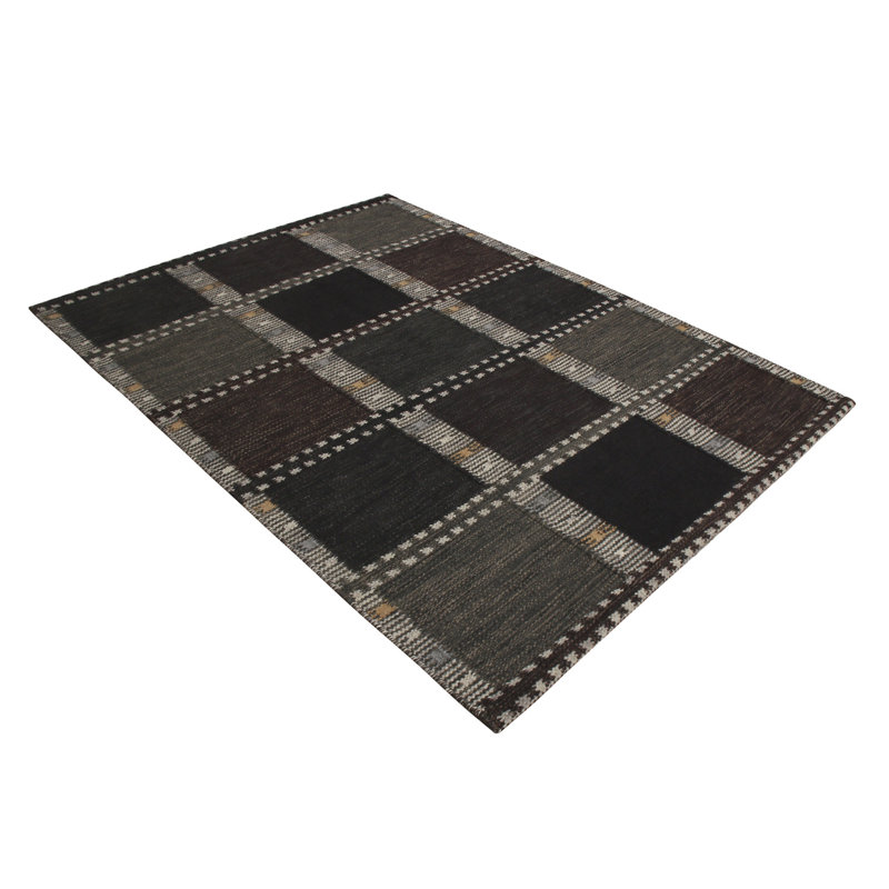 Scandinavian Wool Geometric Area Rug, Recatangle 10' x 14'