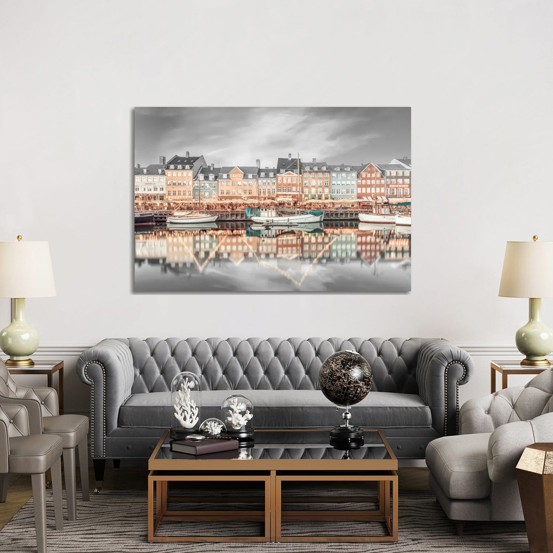 Copenhagen Vintage Nyhavn Idyllic Evening Impression by Melanie Viola - Gallery-Wrapped Canvas GiclÃ©e on Canvas