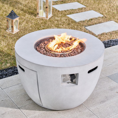 Pauland Round Concrete Propane Smokeless Fire Pit Table with Lid