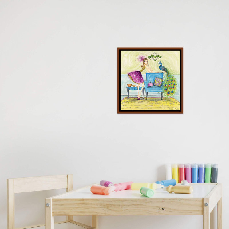 Art minime et peacock, H 18 po x l 18 po x P 1,5 po, Toile avec cadre en bois classique