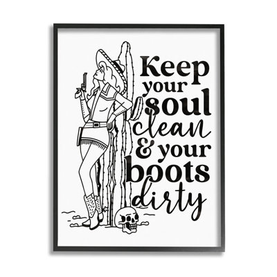 Keep Your Soul Clean, bottes, sale, cow-boy, estampe numérique par Erica Billups