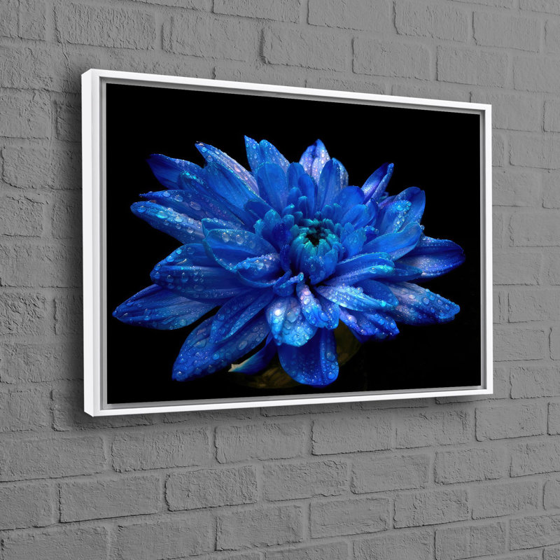 Décoration murale moderne avec une magnifique impression sur toile fleur bleue idéale comme cadeau de Noël personnalisé ou ajout élégant à tout intérieur