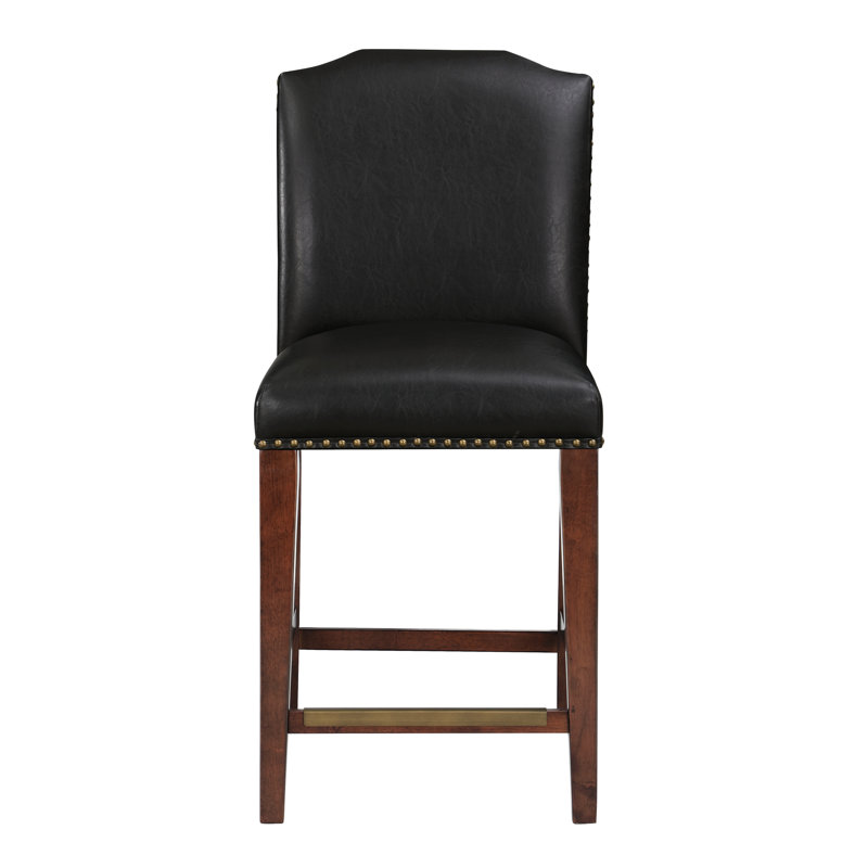 Siège confortable en similicuir brun avec tabouret de comptoir à ressorts