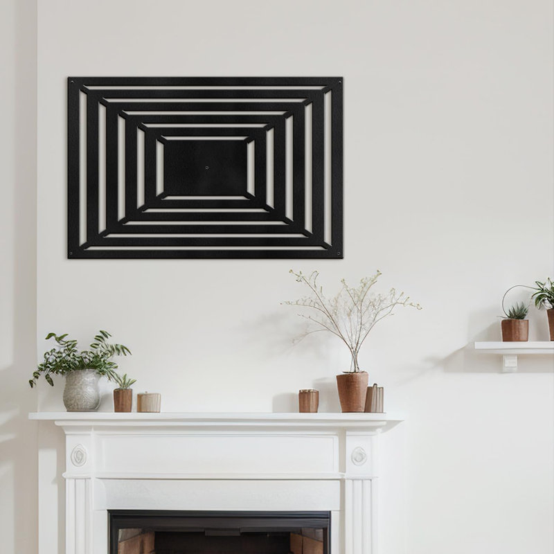 Décoration murale en métal, H 15 po x l 30 po x P 0,05 po, Noir