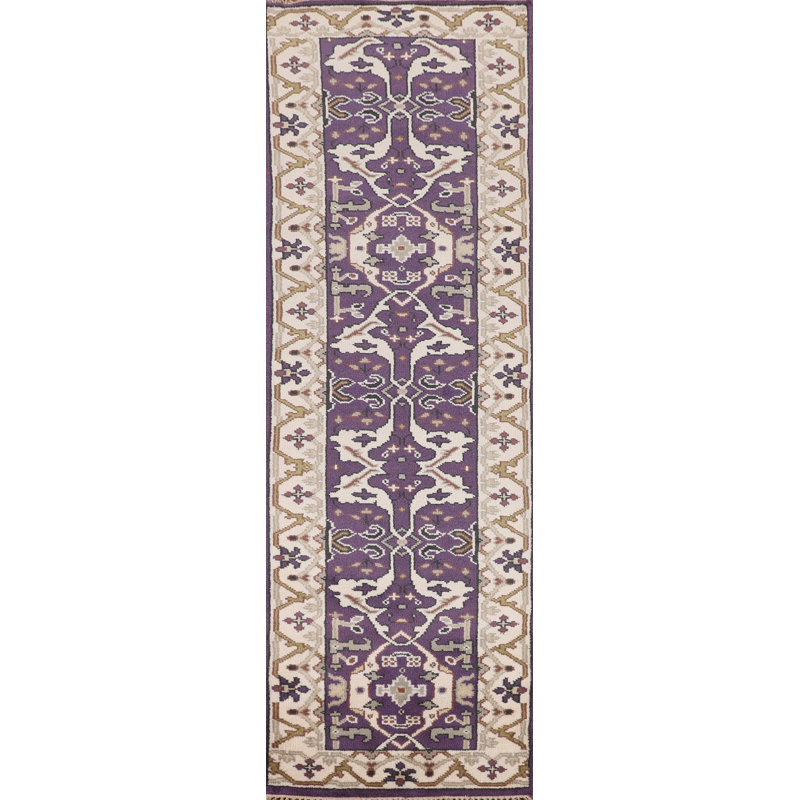 Tapis de couloir oriental mauve Oushak 3 x 10