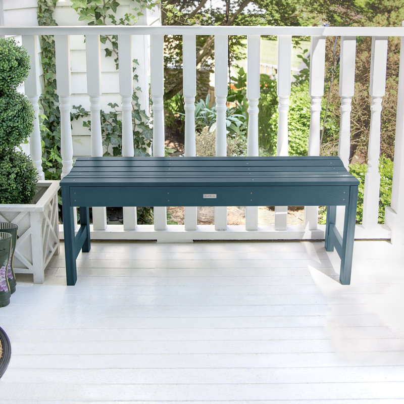 Banc de pique-nique en plastique recyclé Arbnora, H 17,2 po x l 46,1 po x P 15,8 po, Bleu Nantucket