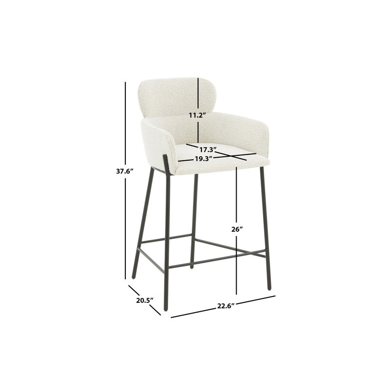 Tabouret de comptoir Tighe, Noir, Ivoire Boucle