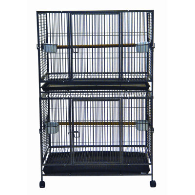 Cage à oiseaux double à plateau plat