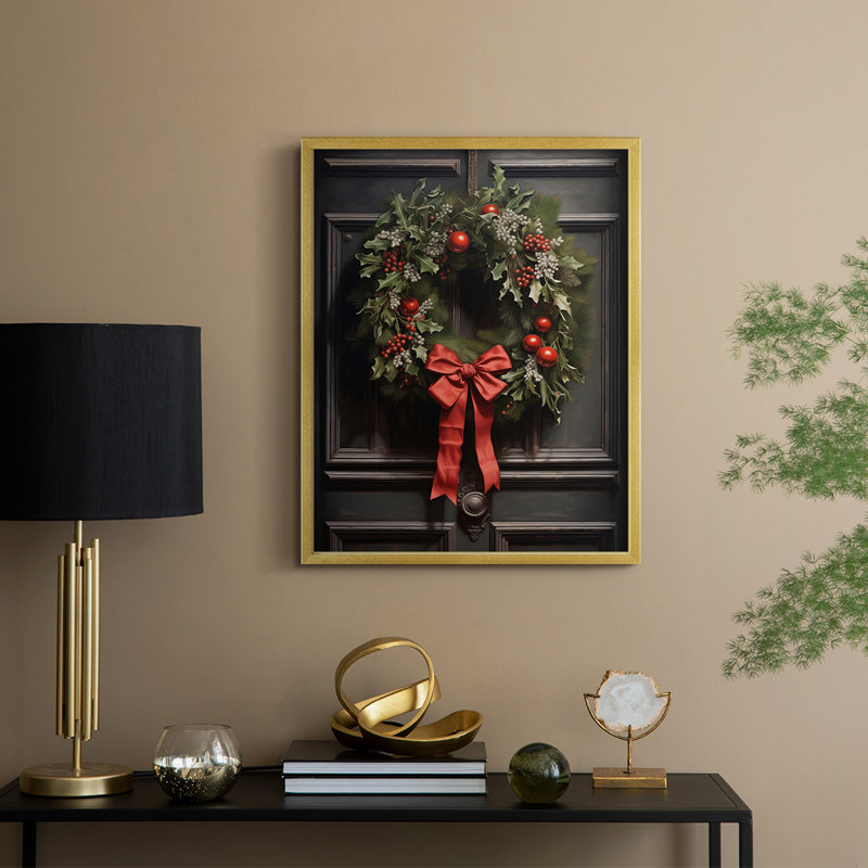 «Christmas Holiday Art DCL XXVI», reproduction d'art encadrée - bois massif, H 15 po x l 12 po, Doré