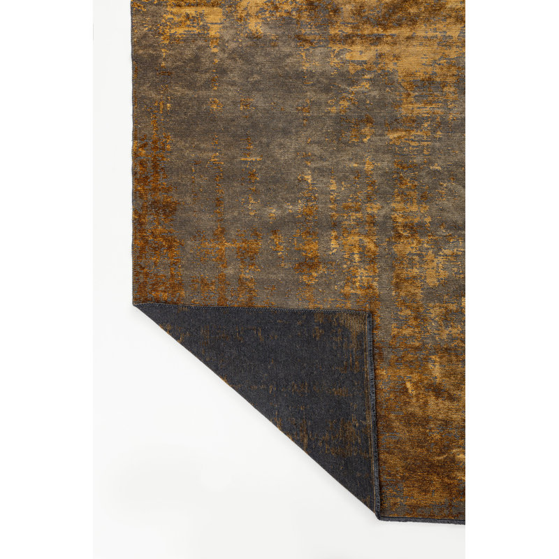 Orange/Black Abstract Luxury Area Rug, Rectangle 7'10" x 11'2"
