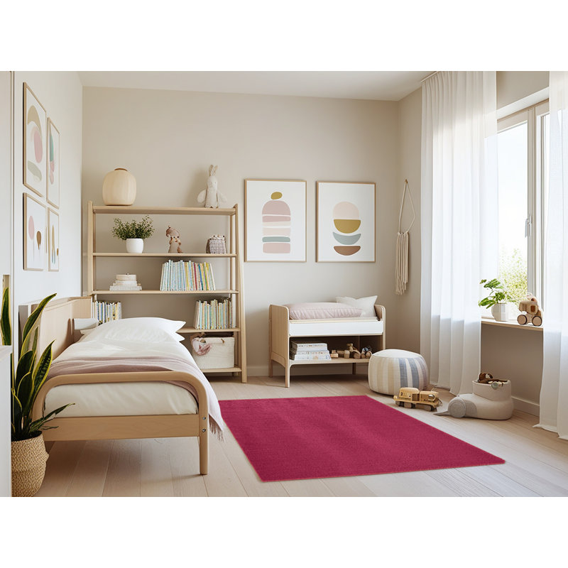 Machine Washable Solid Purple Area Rug, Rectangle 3' x 5'
