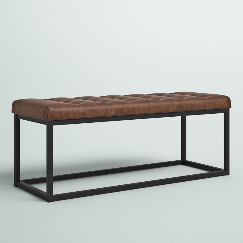 Landry Faux Leather Upholstered Bench, Brown