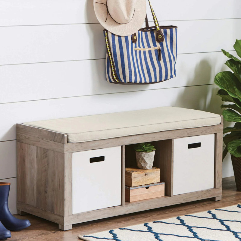 3-Cube Shoe Storage Bench, Grey