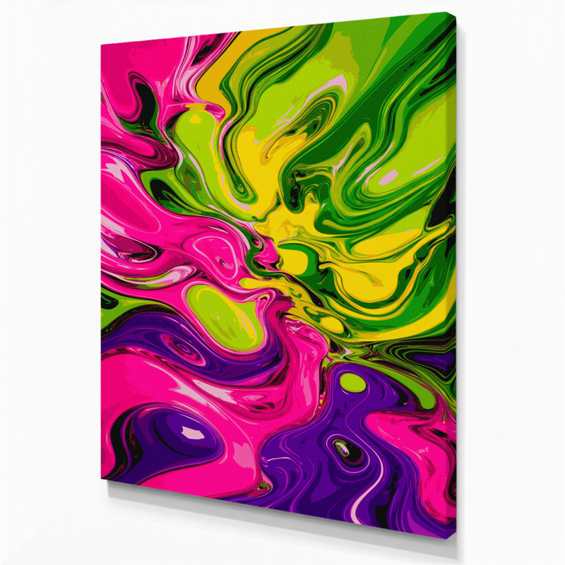 Abstrait art fluide sur toile verte 48, H 18 po x l 12 po
