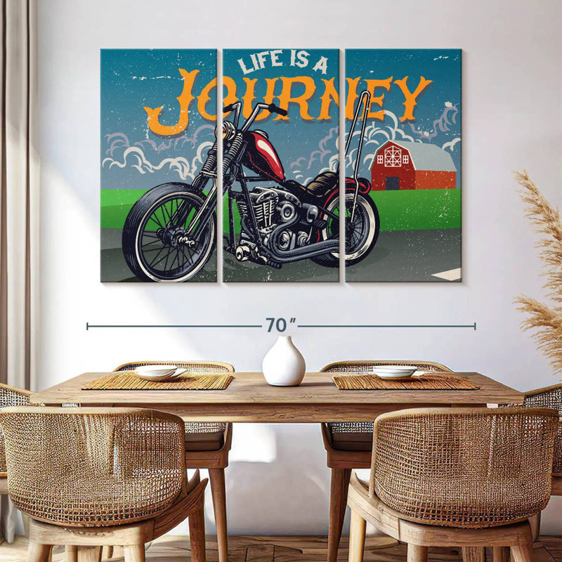 Mehar Life Is A Journey Motorcycle, 42" H x 65" W