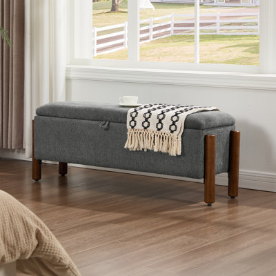 47'' Modern Storage Ottoman Benches with Walnut Wood Legs