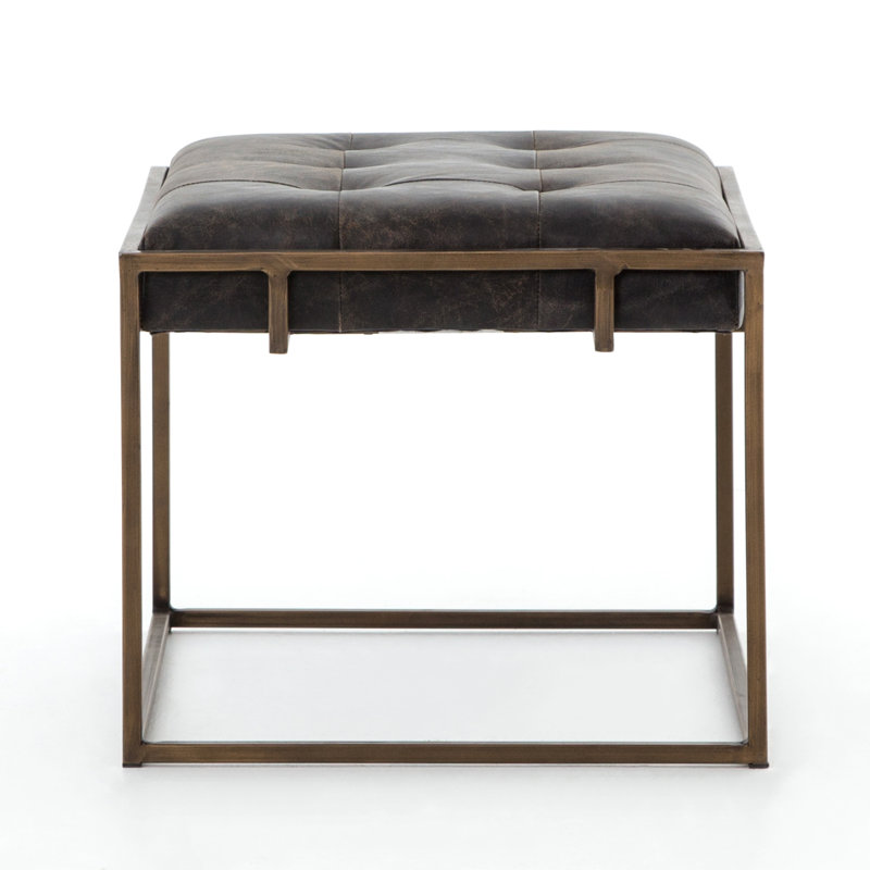 Oxford End Table, Antique Brass, Ebony Natural