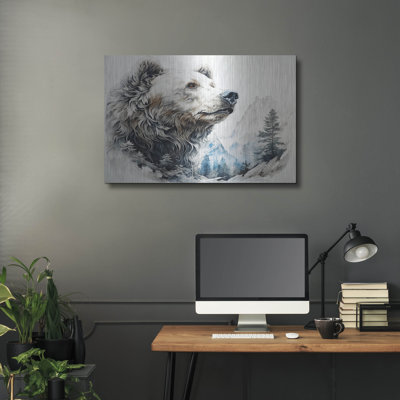 Millwood Pines 'Watercolor Bear Profile' by Momart Metal Wall Art
