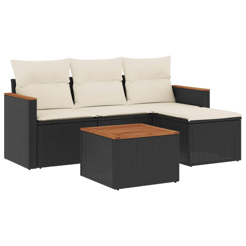 Vidaxl Garden Sofa Set Black, Cream White
