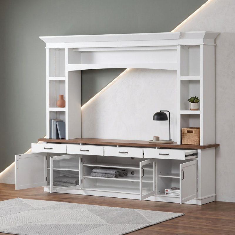 Meuble télé avec éclairage DEL 7 couleurs, White