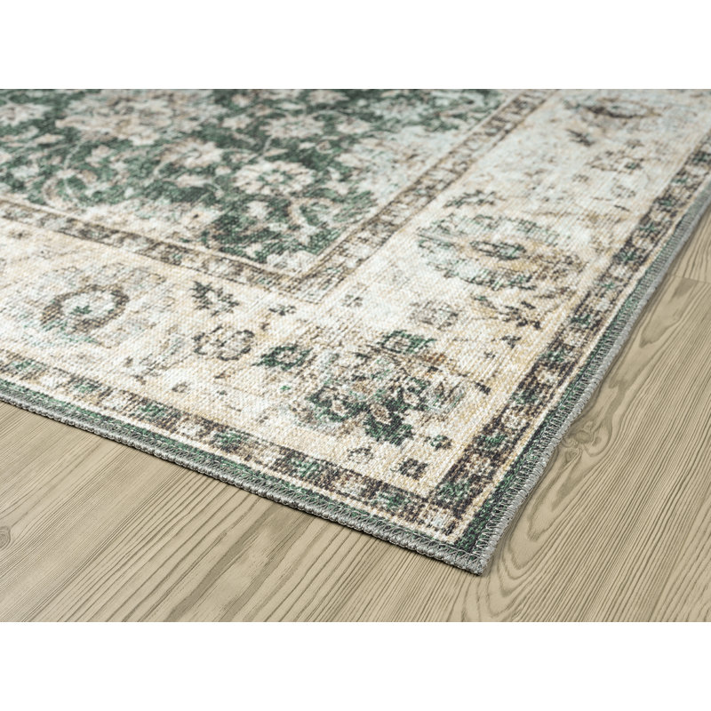 Remington Washable Green Area Rug, Rectangle 7'10" x 9'10"