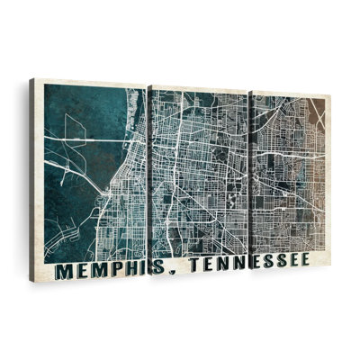 «Vintage Memphis City Map» sur toile