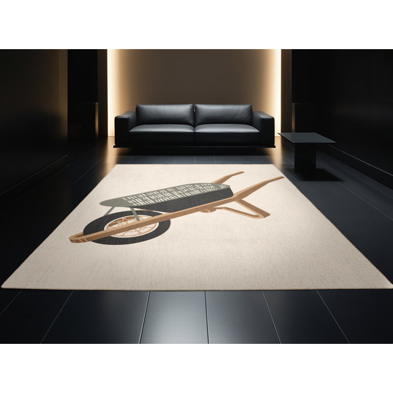 Tapis beige moelleux moelleux à motif de blocs rustiques Eger, 2 pi x 3 pi
