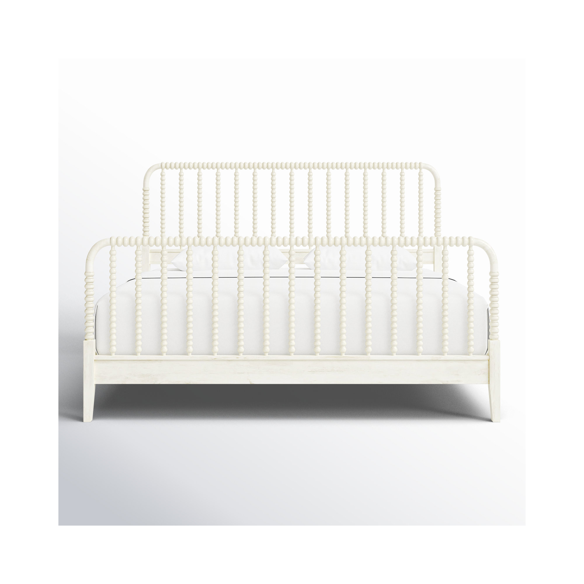 Louisa Solid Wood Spindle Bed, King, Antique Frost White