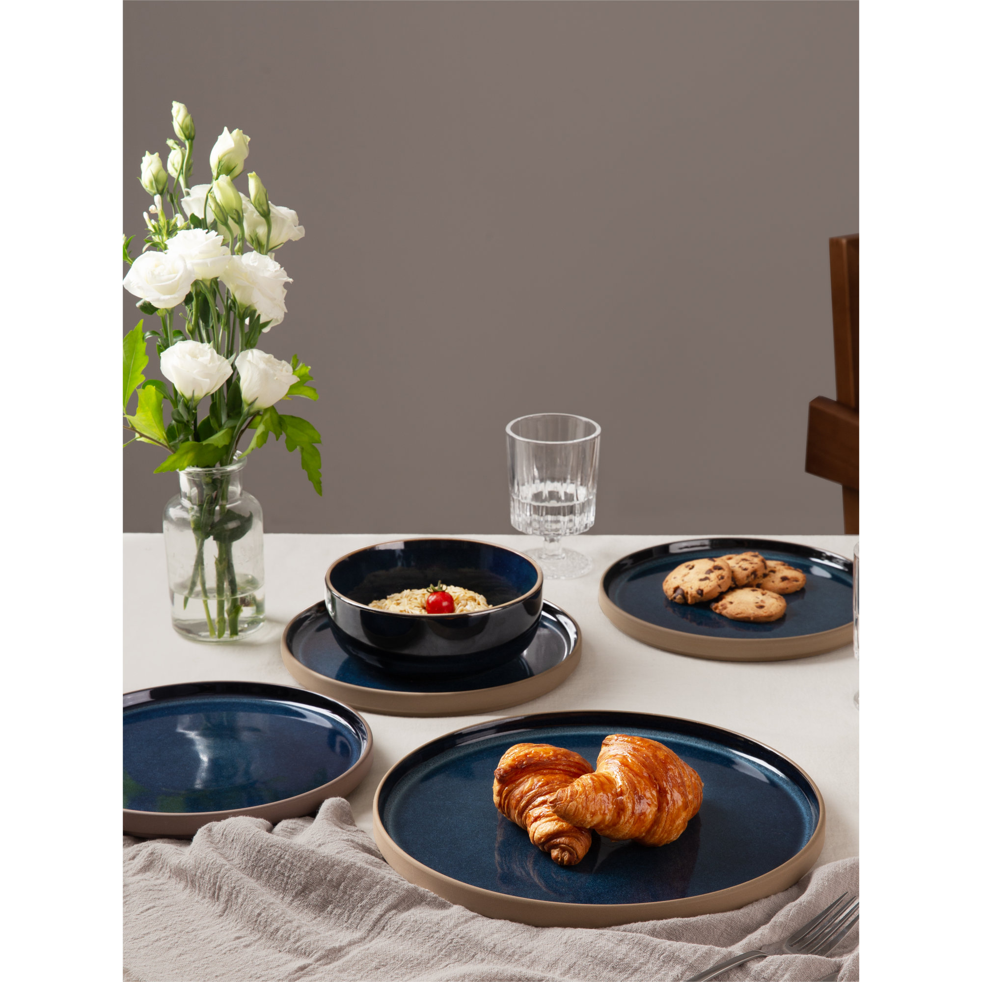 Stoneware Dinnerware Set, Midnight Blue