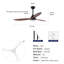 Hot Sales 52 Inch Indoor Black Ceiling Fans With Lights, Dimmable LED, 3 Solid Wood Blades, Ceiling Fan With Remote Control Reversible DC Motor