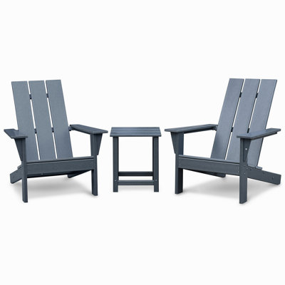 Ensemble de chaises d'extérieur pour 2 personnes Adirondack et ensemble de table, fauteuil d'extérieur en PEHD résistant aux intempéries, chaise de jardin ergonomique pour terrasse et terrasse