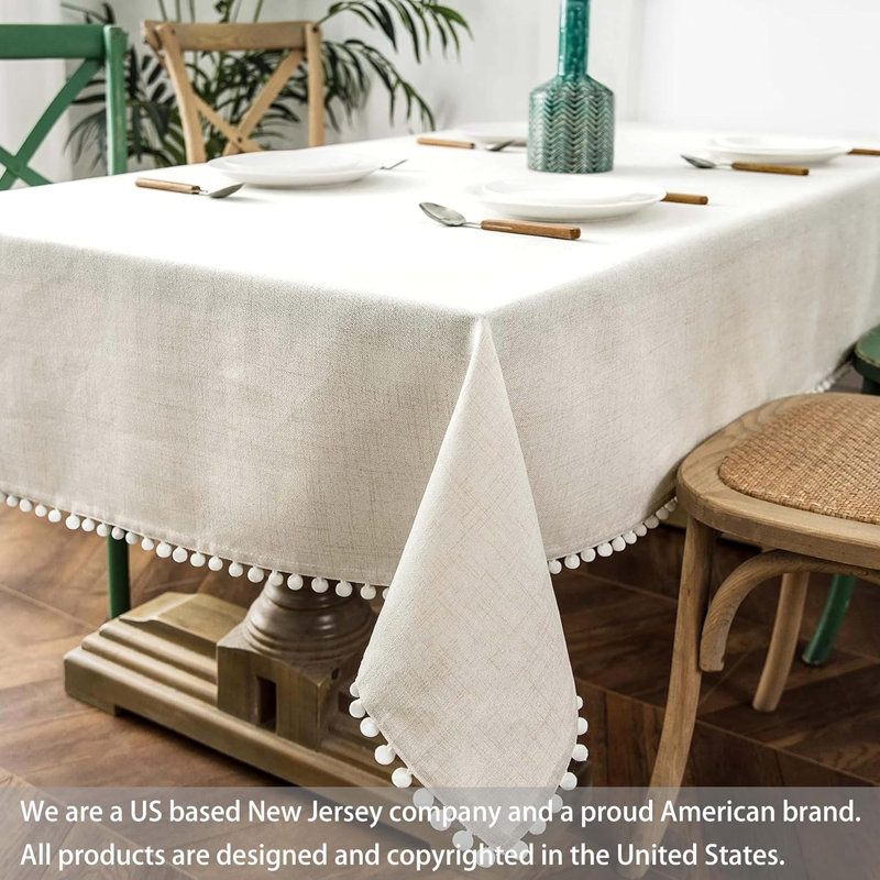 Cooledge Rectangle Solid Linen Textured Tablecloth, 72" x 55"
